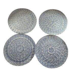 Round Braided Cotton Set Of 4  Placemats 15" Blue & White Grannycore table decor